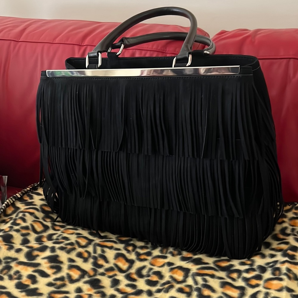 Fabulous and bold fringed suede tote by Express